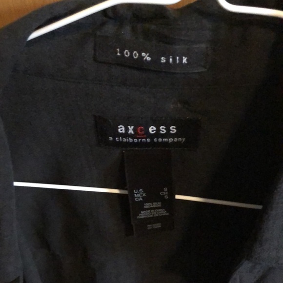 Axcess silk shirt, black on black palm trees - Picture 2 of 3